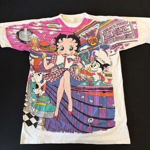 vintage Betty Boop Diner aop shirt Size Large